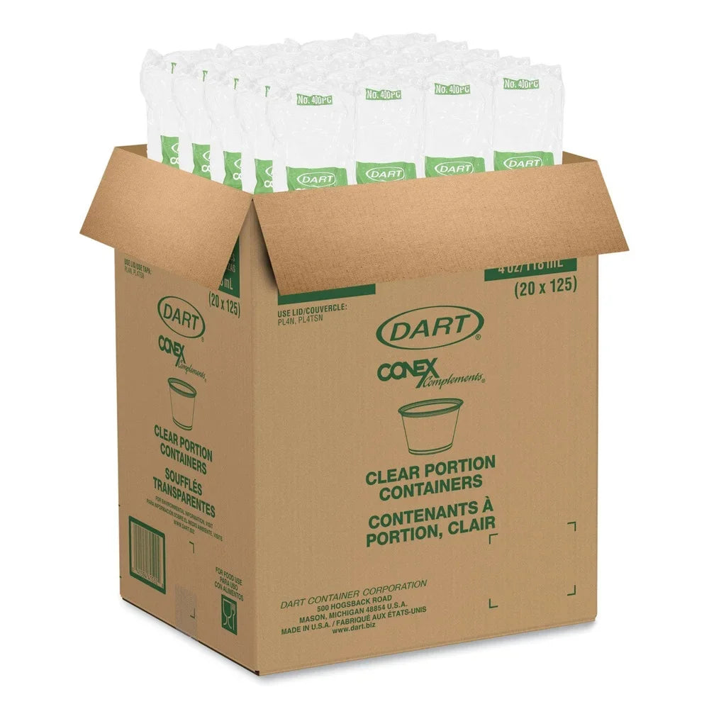 Polypropylene Portion Containers - Clear (2500/Carton)]. Dart 400PC Conex Complements 4 oz