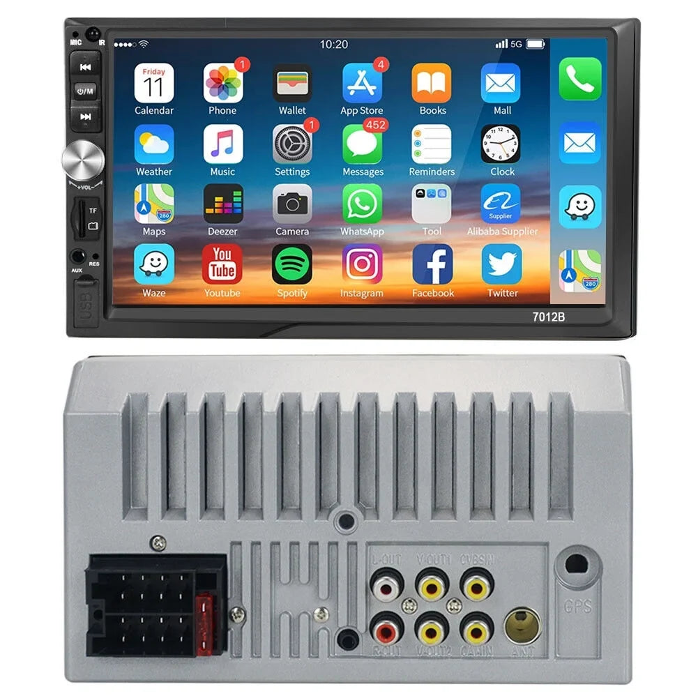 2 Din 7 Inch Touch Screen Car Stereo Radio with Android Auto Car MP5 Player Bluetooth Mirror Link FM USB, with 4 LED Rear View Camera