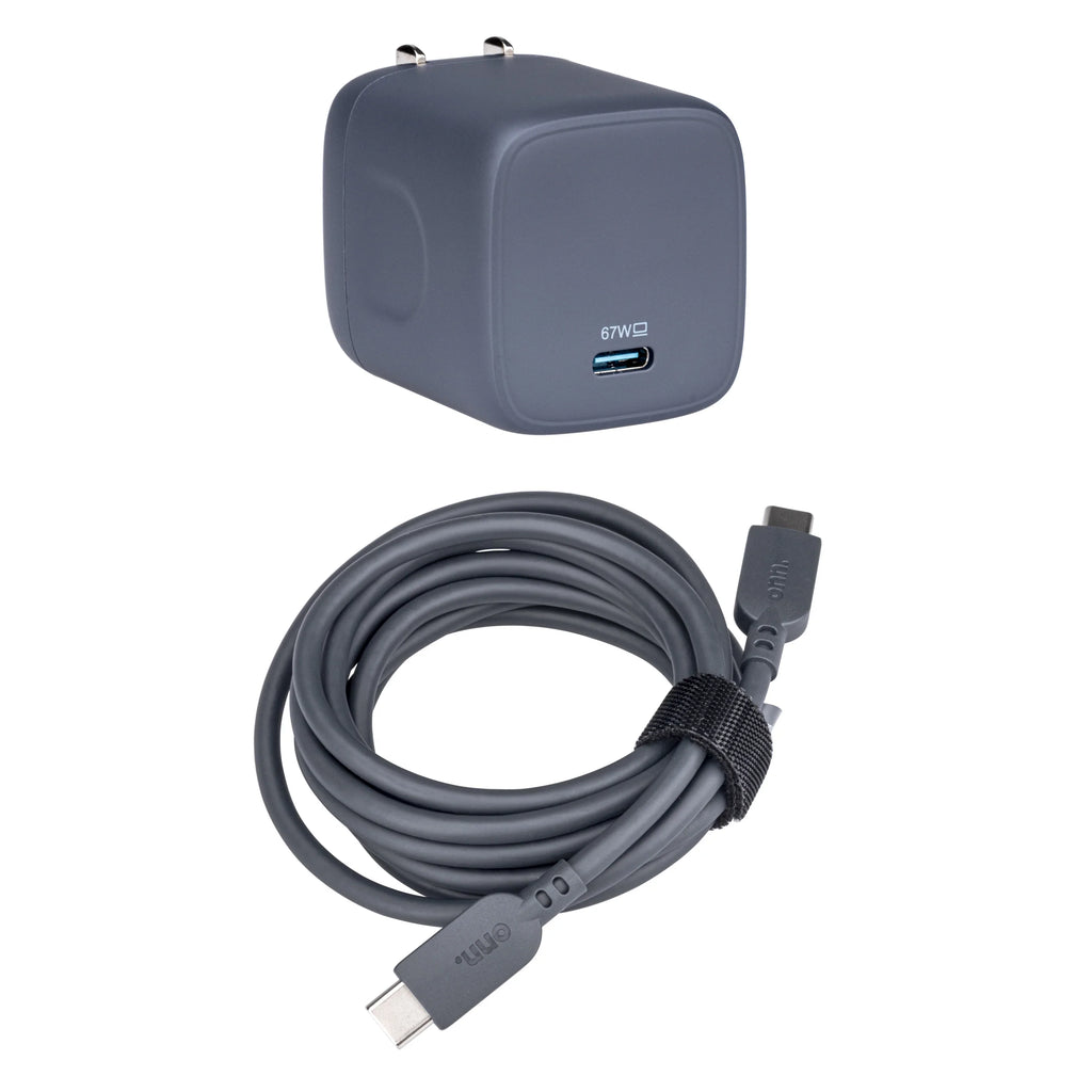 GAN 67W Laptop Charger with 1 USB-C Port, suitable for ,,,,,,Grey. onn