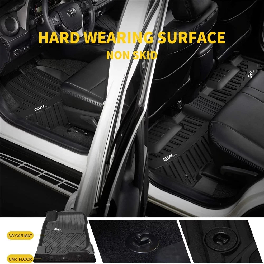3W Floor Mats for Subaru Forester 2019-2023 TPE All elements Protection Custom Full Set Floor Liners Include 1st and 2nd Row Front & Rear, Automotive Floor Mats TPE Black