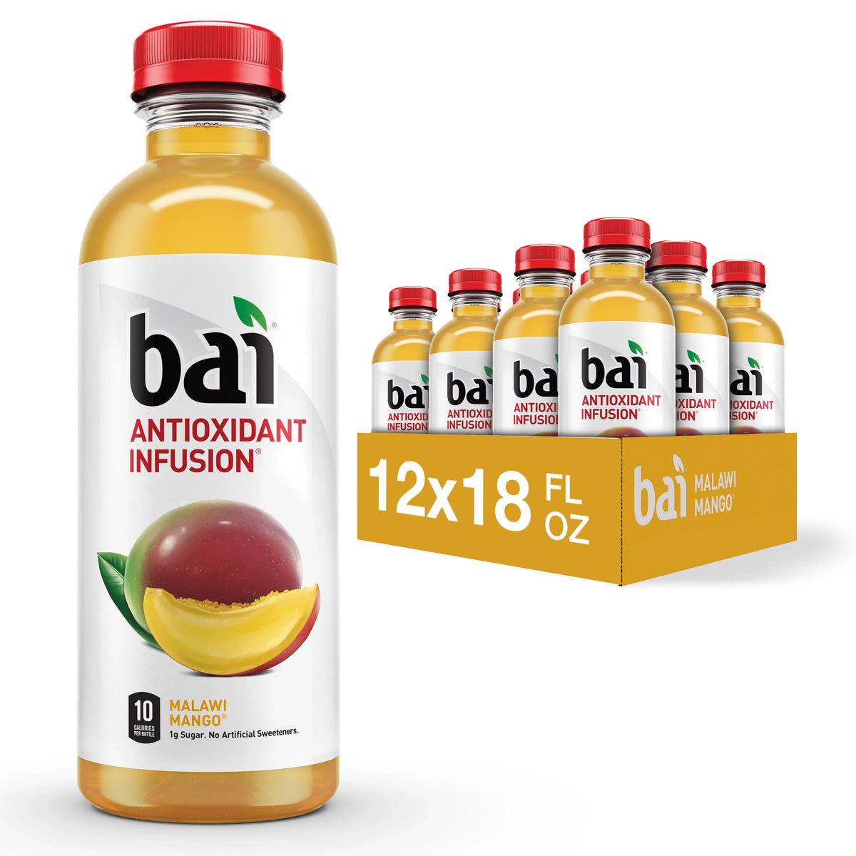 Bai Gluten-Free, Malawi Mango, Antioxidant Infused Drink, 18 Fl Oz, 12 Pack Bottles