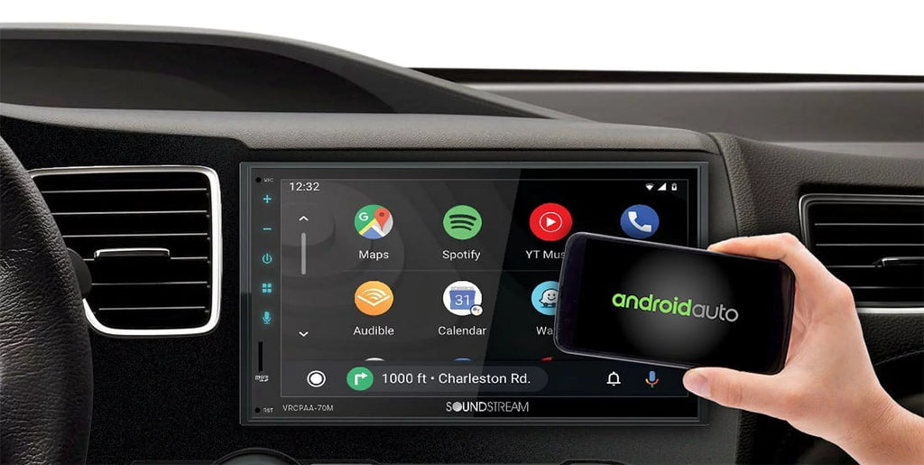 Soundstream VRCPAA-70M 7" Double DIN Bluetooth  CarPlay & Android +Camera Silver