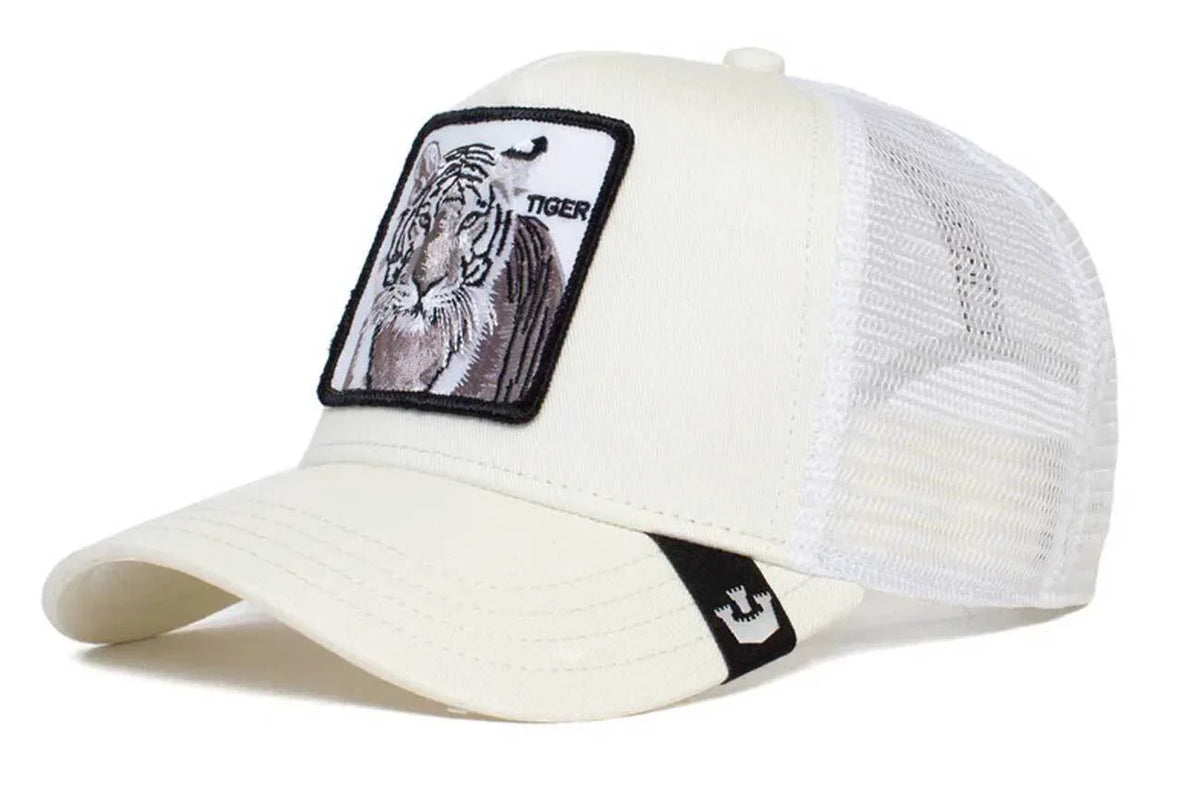 The White Tiger Trucker Cap, White. Goorin Bros