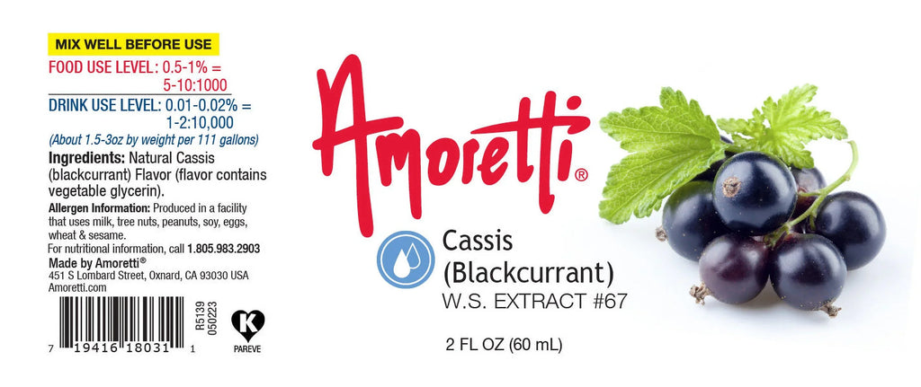 Amoretti - Cassis (Blackcurrant) Extract moisture Soluble 4 oz - Highly Concentrated & Perfect For Pastry, Savory, Brewing, and more, Preservative Free, Vegan, Kosher Pareve, Keto Friendly