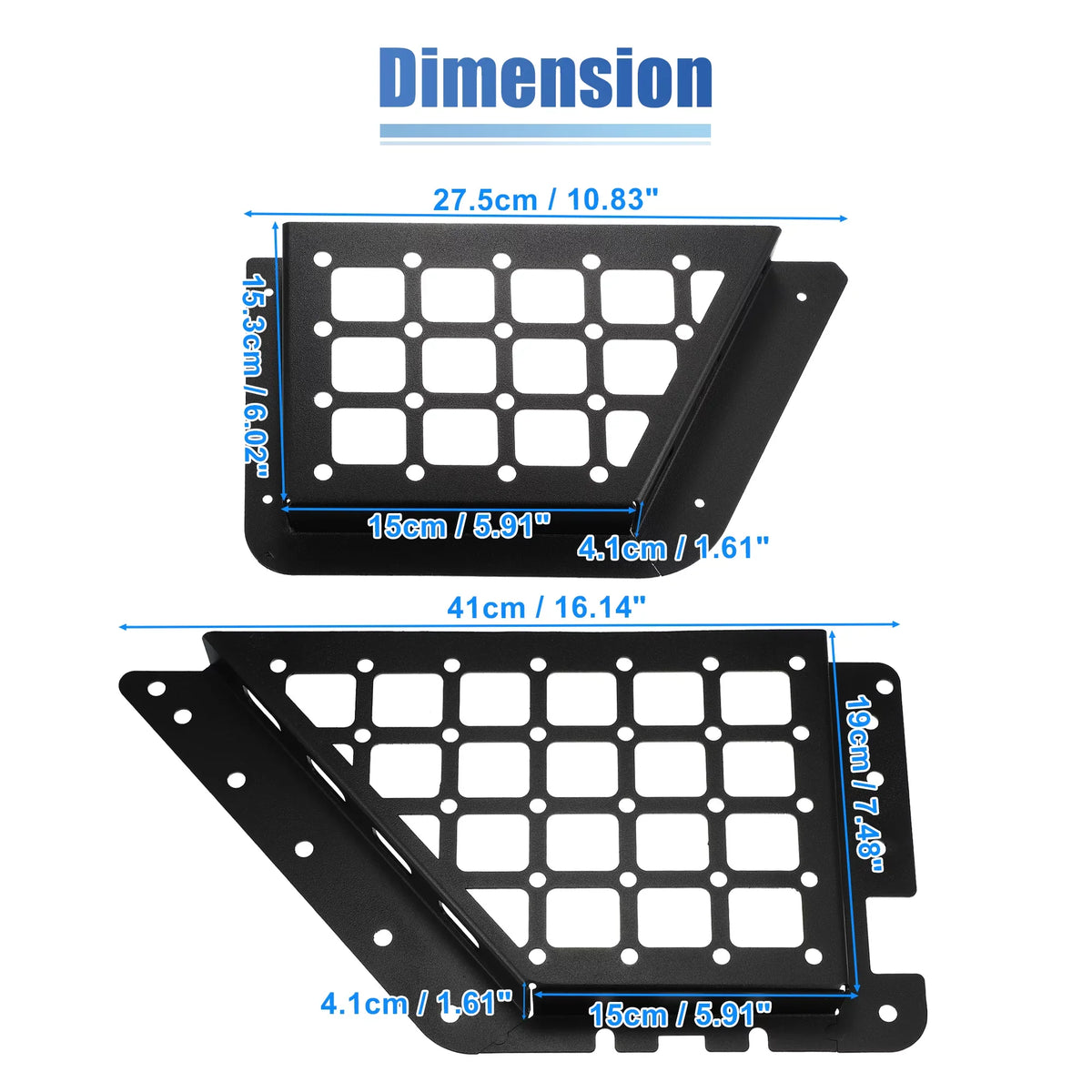 Unique Bargains 1Set Rear Door Net Pocket Storage Box Organizer Tray for  Bronco 2021 Metal Black