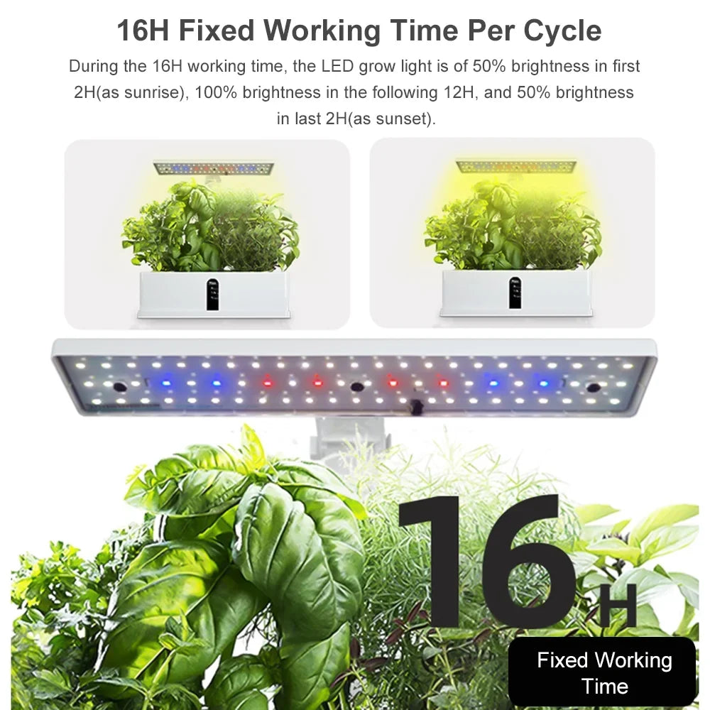 Leyfeng Smart Hydroponics Growing System Indoor Herb Garden Kit 9 Pods Automatic Timing with Height Adjustable 15W LED Grow Lights 2L aqua Tank Smart aqua Pump for Home Office Kitchen