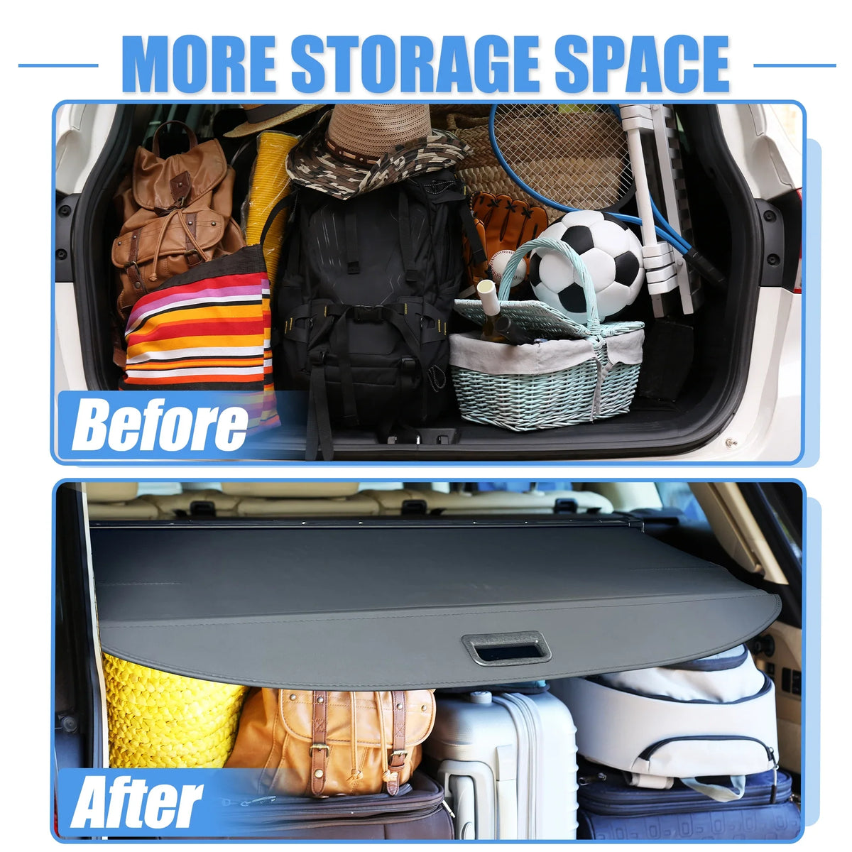 Retractable Cargo protector for  RAV4 2019-2023 Waterproof Non Slip Rear Trunk Shielding Shade Black