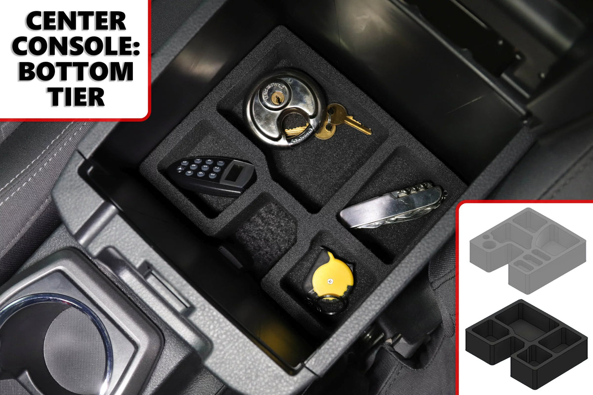 Red Hound Auto Center Console Organizer 2 Piece Set Vehicle Organizational System Inserts appropriate with  Tacoma 2016-2020 Black Anti-Rattle