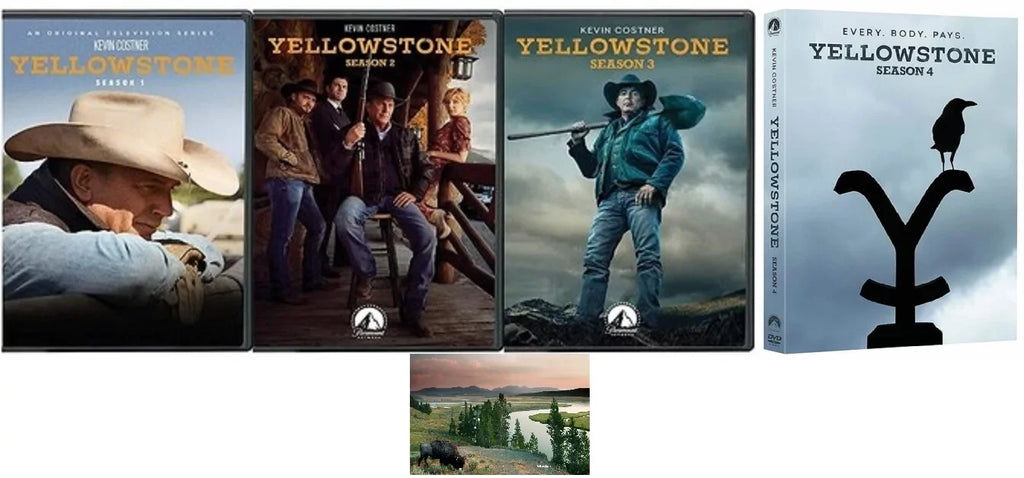 Yellowstone Complete Seasons 1 2 3 4 Kevin Costner 17 DVD Set 39 Episodes Includes Glossy Print Yellowstone Art Card