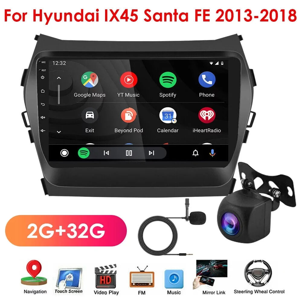 Android 11 Car GPS Navigation - Perfect Fit for Hyundai IX45 Santa FE 2013-2018 - 2+32GB Storage