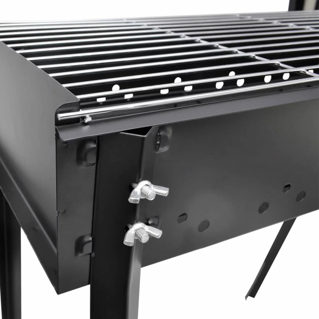 Anself Charcoal BBQ Stand Steel Barbecue Grill Black for Camping Cooking, Grilling, Smoking, Picnic, Hiking, Party, Garden, Patio 29.5 x 18.5 x 30 Inches (L x W x H)