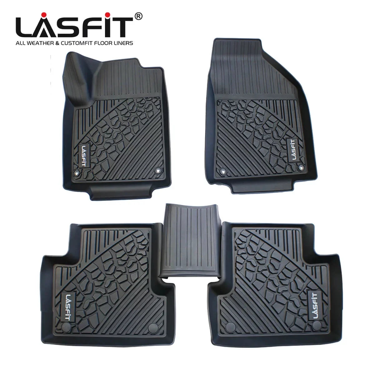 LASFIT Floor Mats for 2015-2021 Jeep Cherokee(Don't Fit Grand CHEROKEE), All elements Fit TPE Floor Liners Set, 1st and 2nd Row, Black