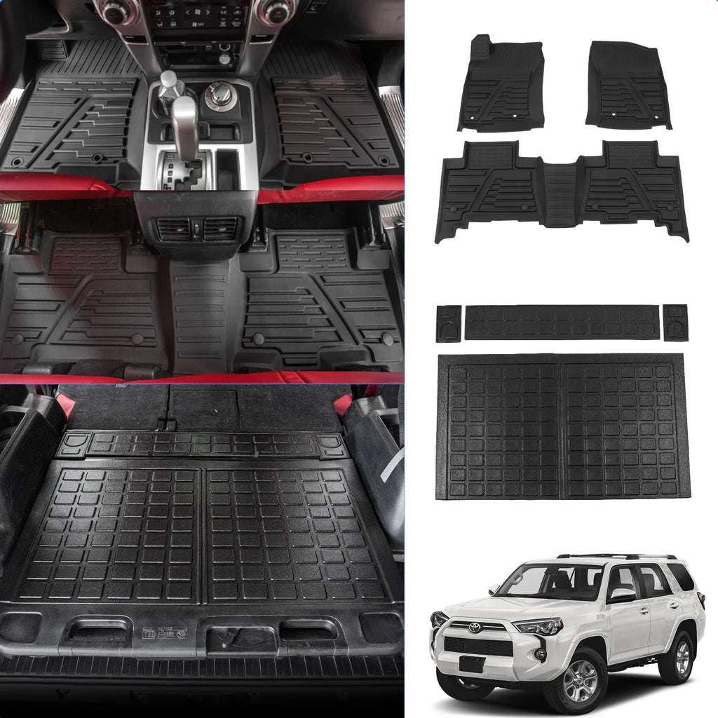 Floor Mats appropriate with  4Runner 2013-2023 Trunk Mat Cargo Liner Cargo Mat All elements Trunk Liner 2022 4 Runner Accessories (Trunk Mat+Floor Mats,Fit W/Sliding Tray)