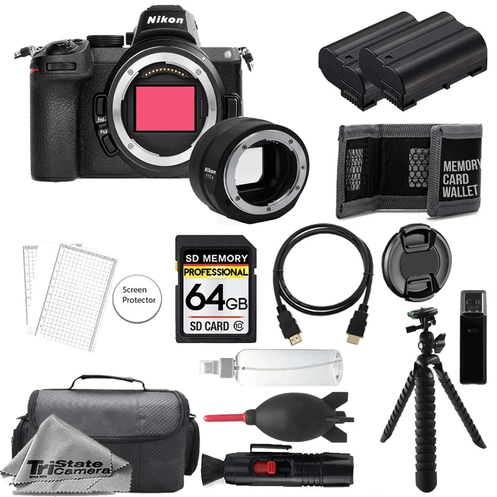 Z5 Mirrorless Digital Camera (Body) w/  FTZ II Mount Adapter+ 64GB + Extra Battery+ Tripod- Accessory Kit