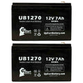 2x Pack - suitable Upsonic PCM140VR Battery - Replacement UB1270 Universal Sealed Lead Acid Battery (12V, 7Ah, 7000mAh, F1 Terminal, AGM, SLA) - Includes 4 F1 to F2 Terminal Adapters