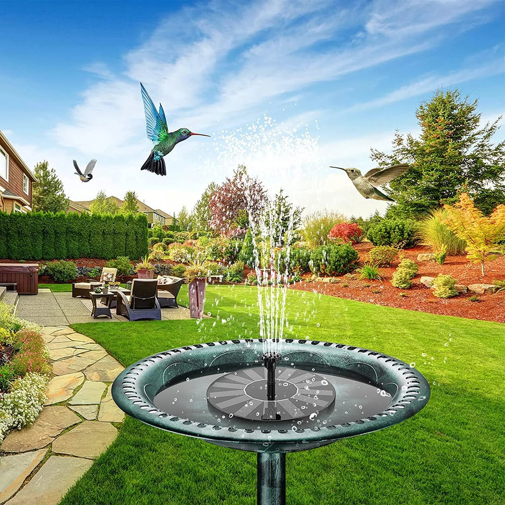 AISITIN 1.5W Solar Fountain Pump, newly upgraded with 6 nozzles solar bird bath fountain, suitable for ponds, gardens, bird baths, fish tanks, outdoor independent solar aqua pump floating fountains