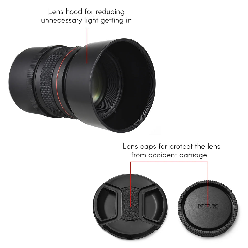 Andoer 85mm F1.8 Medium Telephoto Manual Focus Lens with Large Aperture, Suitable for  A7 Series, A9, A6400, A6500, A6300, A6000, A5100 Cameras