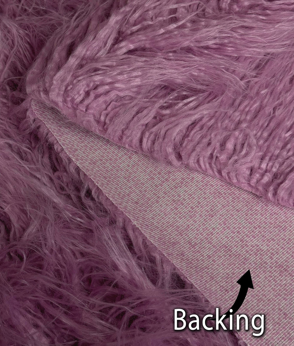 Faux Fake CURLY Yak FUR 3.5" LONG Pile Japanese Fire Retardant Yarn 2.3oz Per Yard / Craft, Sewing Cosplay 58" Wide Sold by Continuous Yard (Dusty Rose)