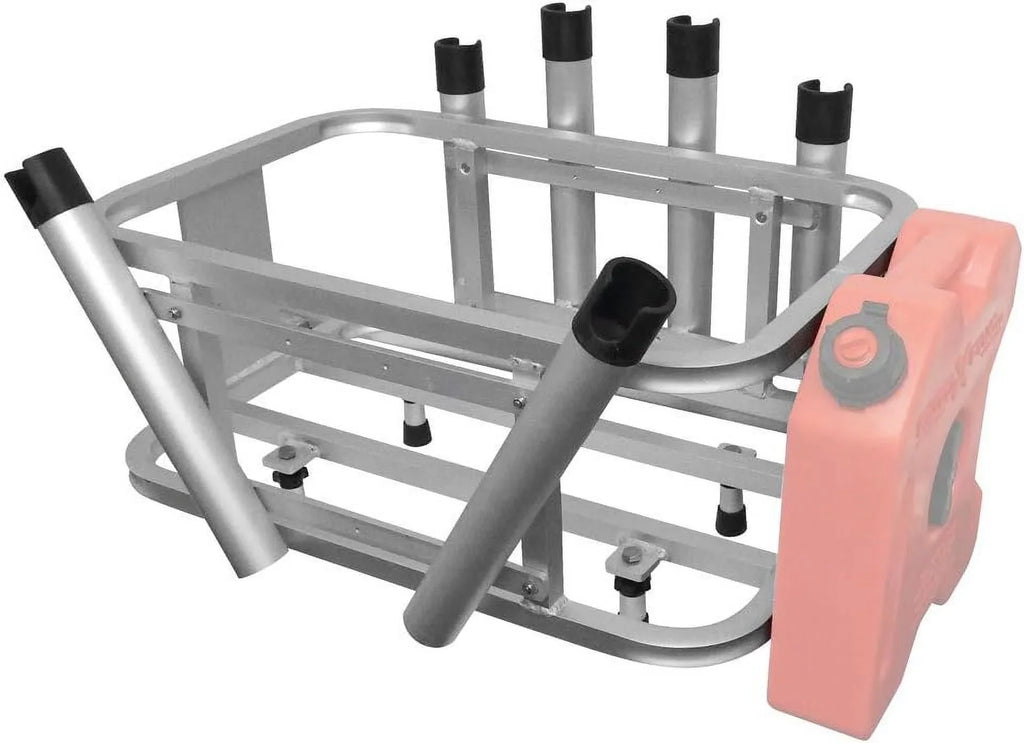 Aluminum Jet Ski PWC Fishing Rod Rack And Cooler Combo - suitable With Rotopax Fuel Can Mounts