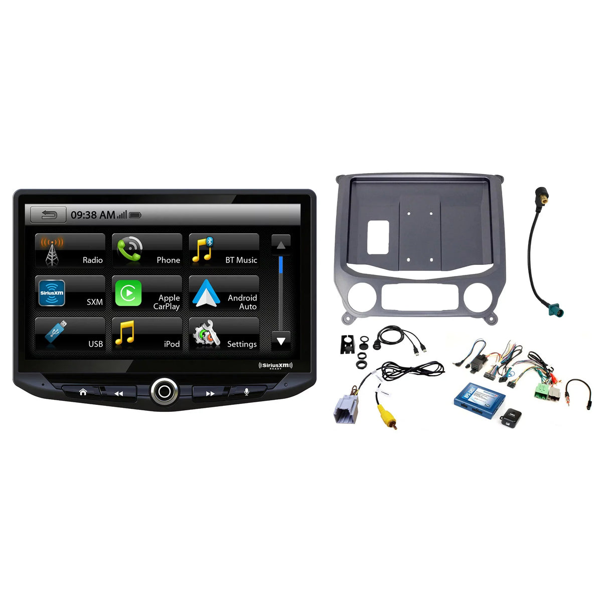 Stinger Heigh10 10" In-dash Infotainment System suitable with  CarPlay & Android Auto, Includes Navigation Card & Installation Kit appropriate with 14-18 GM Trucks