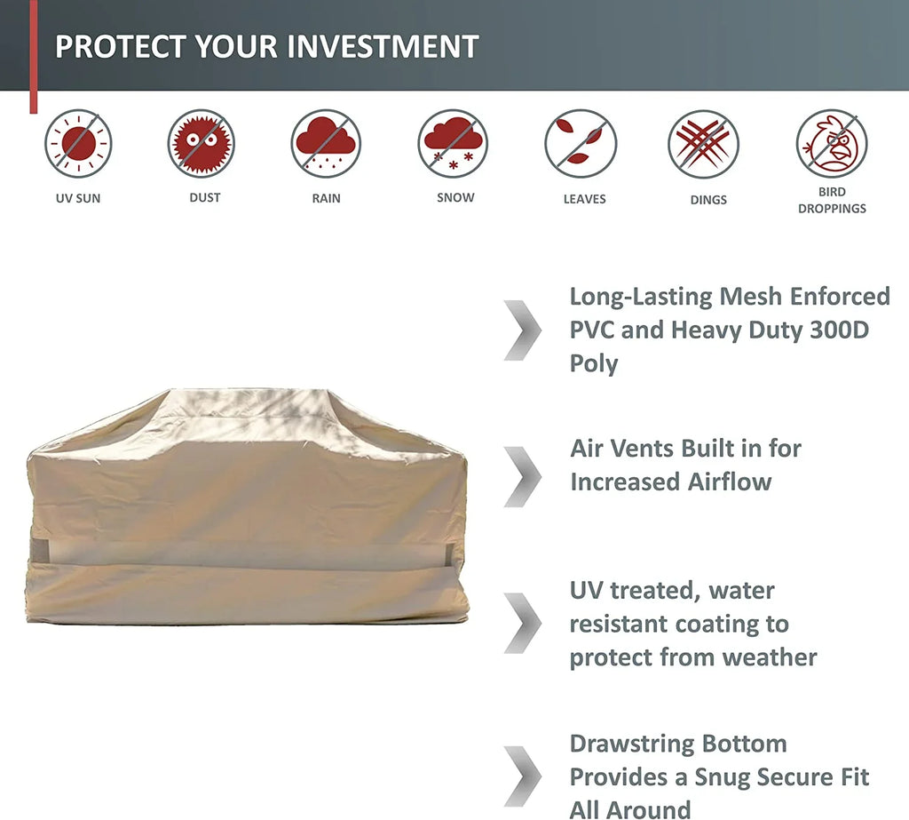 Premium Tight Weave BBQ Island Grill All elements Protection Covers Up To 124"