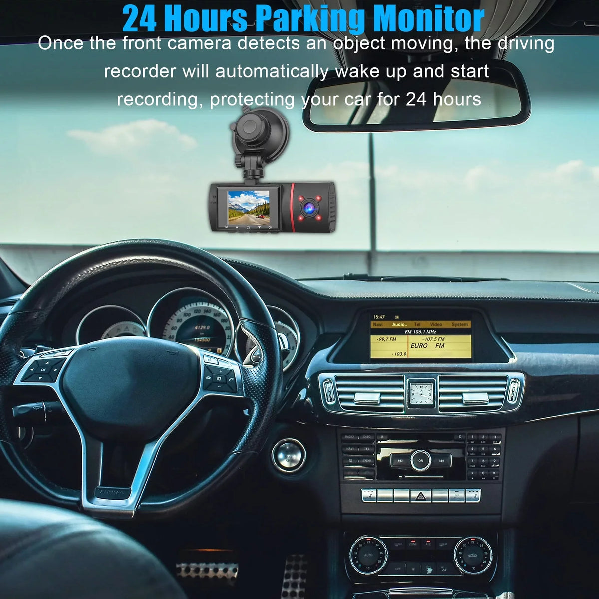 1080P Car Dual Dash Cam, EEEKit Car Front and Inside DVR Dashboard Camera with Night Vision, 170° Wide Angle, 2" IPS Screen, Car Driving Recorder with WDR, G-Sensor, Loop Recording, Parking Monitor