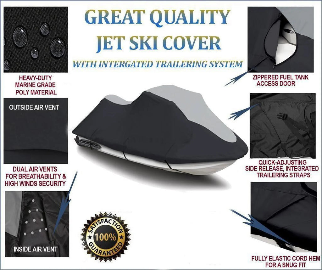 SUPER HEAVY-DUTY TOP OF THE LINE JETSKI protector appropriate for YAMAHA PWC Jet ski protector WR VX CRUISER 2007-2014 Black/Grey