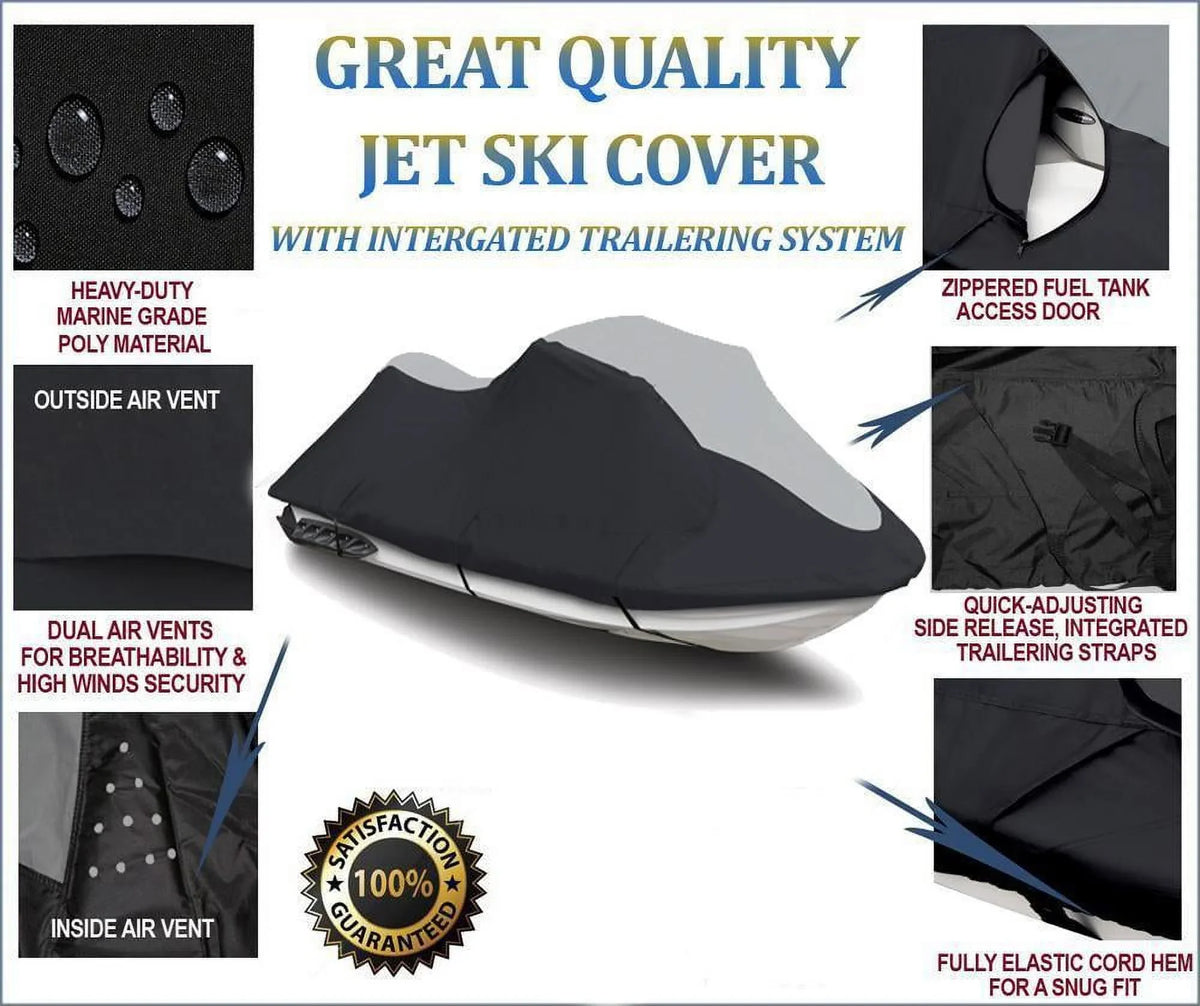 SUPER HEAVY-DUTY TOP OF THE LINE JETSKI protector appropriate for YAMAHA PWC Jet ski protector WR VX CRUISER 2007-2014 Black/Grey