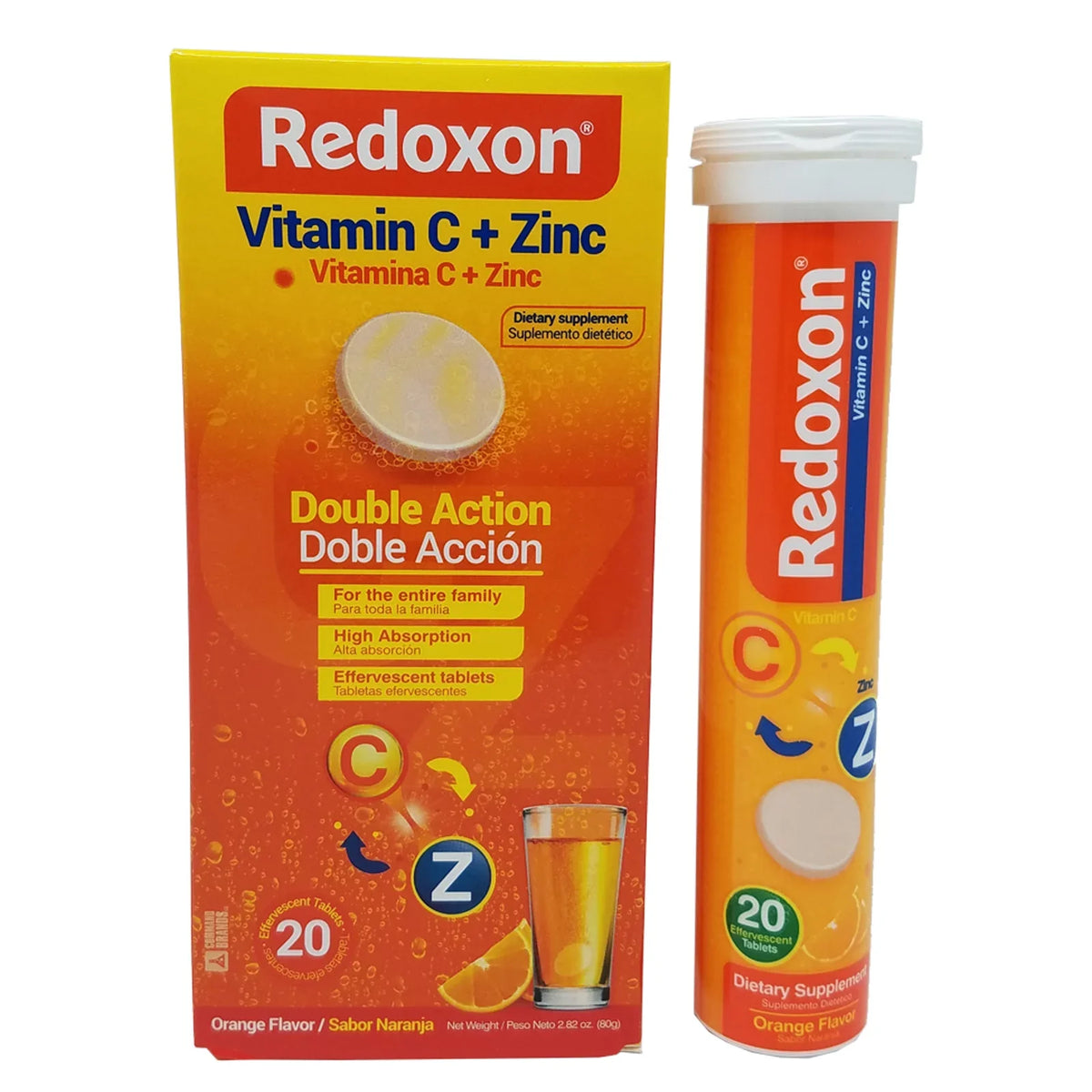 Pack of 6. 2.82 oz. 20 Tablets. Dietary Supplement. Redoxon Vitamin C with Zinc