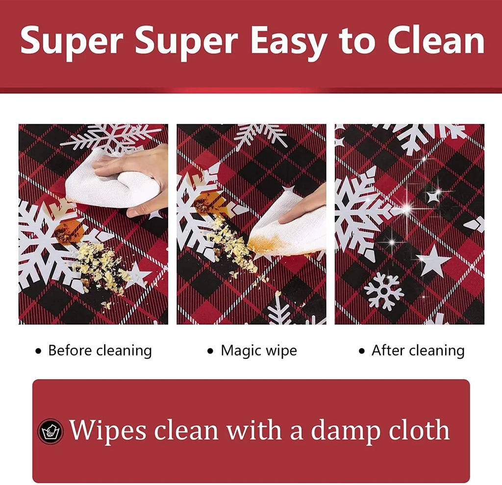 UMINEUX Christmas Tablecloth with Flannel Backing, Waterproof Wipeable Vinyl Rectangle Table wrap for Xmas Parties/Wedding/Holiday/Decoration Use - Heavy Duty Table protector(60x102 Inch, Snowflake)