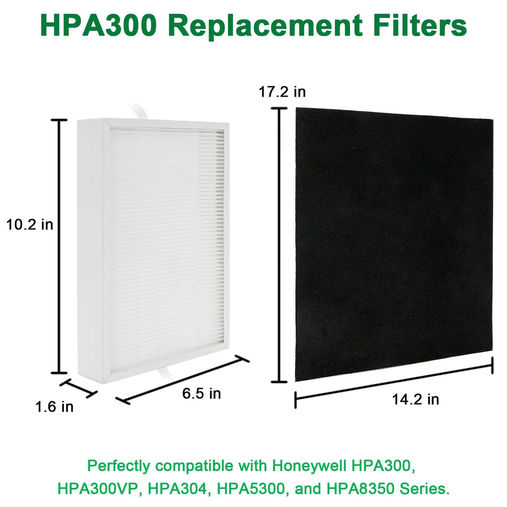 GasSaf HEPA Filter Replacement for Honeywell HPA300, 3 HEPA Replacement Filters R + 6 Carbon Pre-Filters A , for Honeywell HPA300VP, HPA304, HPA5300, HPA835 Series