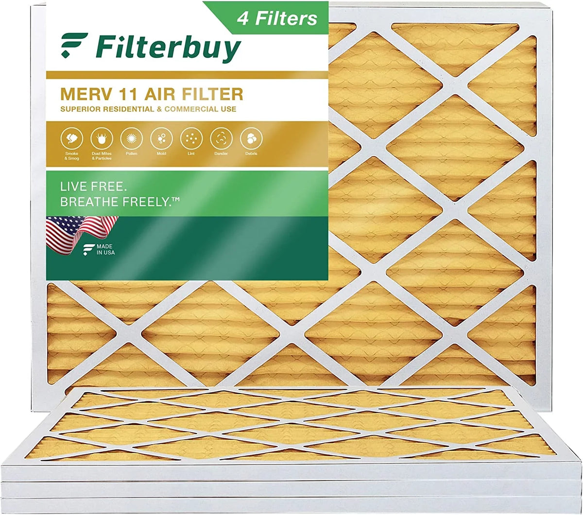 Filterbuy 14x20x1 MERV 11 Pleated HVAC AC Furnace Air Filters (4-Pack)