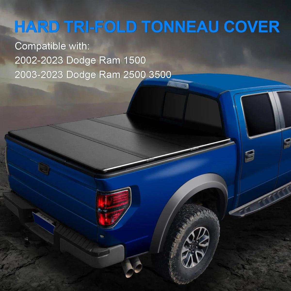 6.4Ft Hard Tri-Fold Truck Bed Tonneau wrap matching with 2002-2023 Dodge Ram 1500, 2003-2023 Dodge Ram 2500HD/3500HD