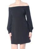 JILL STUART $298 Womens Black Zippered Darted Off Shoulder Sheath Dress 8 B+B