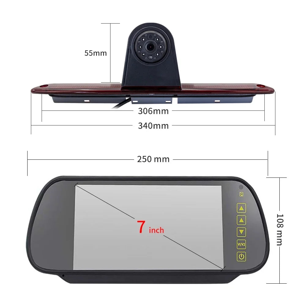 Dazzduo Brake Light Backup Camera, 7 in for Parking XIXIAN Camera N Backup Vans Crafter Light Sprinter Fesjoy 7 Sazoley with Monitor Brake 7 Mercedes-Benz LED 7 matching , 7  Dabey Mercedes- ERYUE