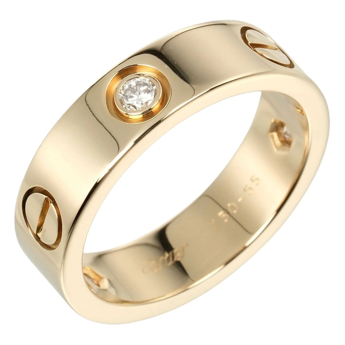 8.67g, I132124019 (Good). Pre-Owned Cartier Love size 15 ring, K18 yellow gold, 3P, half diamond, approx