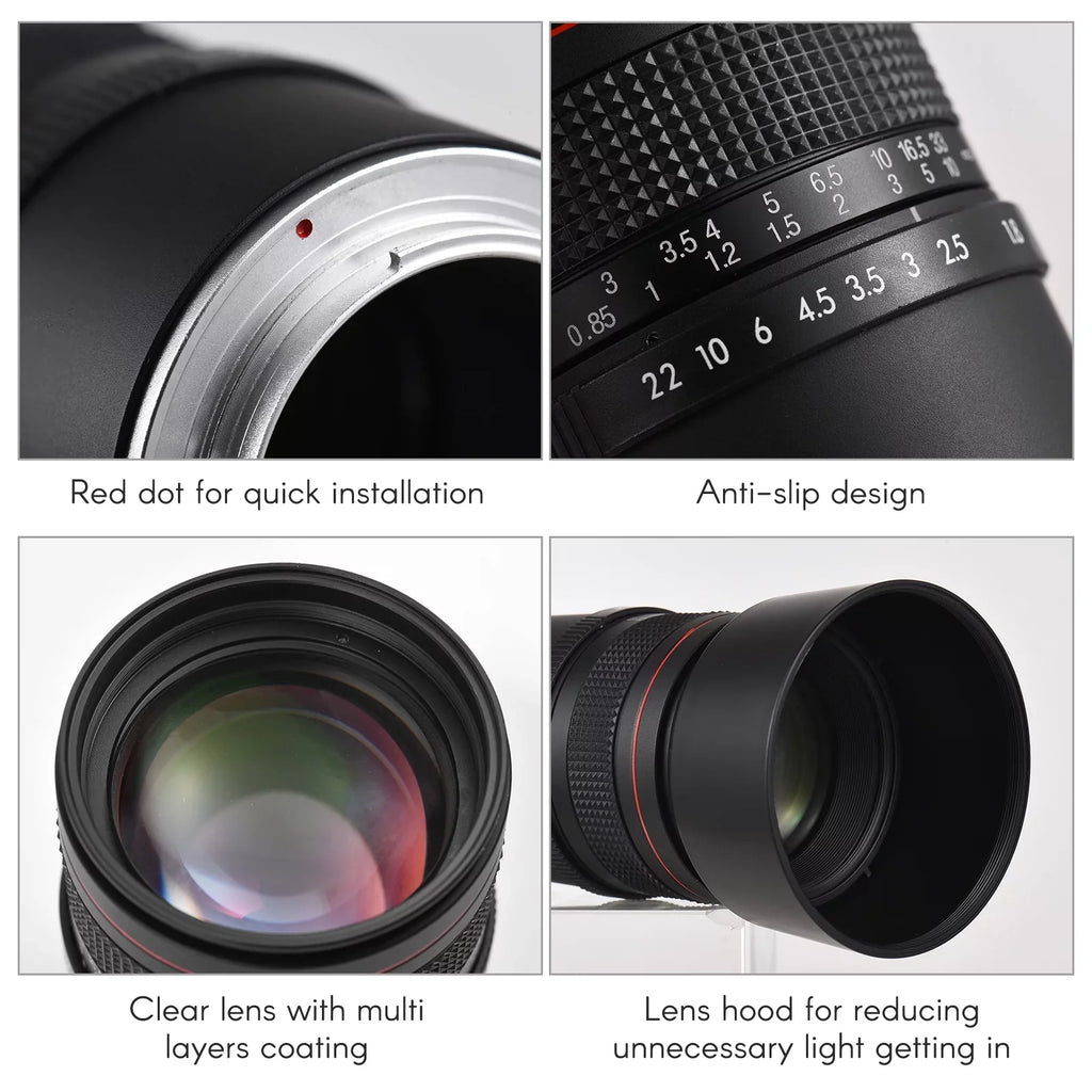 Andoer 85mm F1.8 Medium Telephoto Manual Focus Lens with Large Aperture, Suitable for  A7 Series, A9, A6400, A6500, A6300, A6000, A5100 Cameras