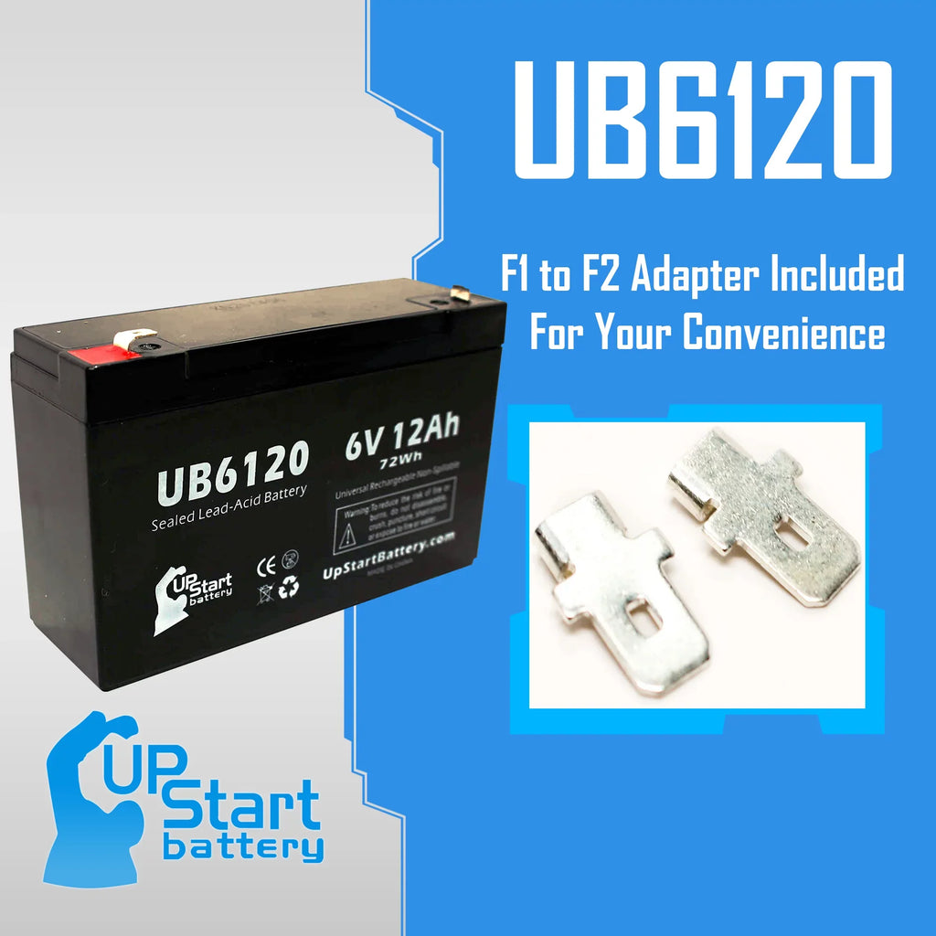 2x Pack - appropriate Tripp-Lite 850 Battery - Replacement UB6120 Universal Sealed Lead Acid Battery (6V, 12Ah, 12000mAh, F1 Terminal, AGM, SLA) - Includes 4 F1 to F2 Terminal Adapters