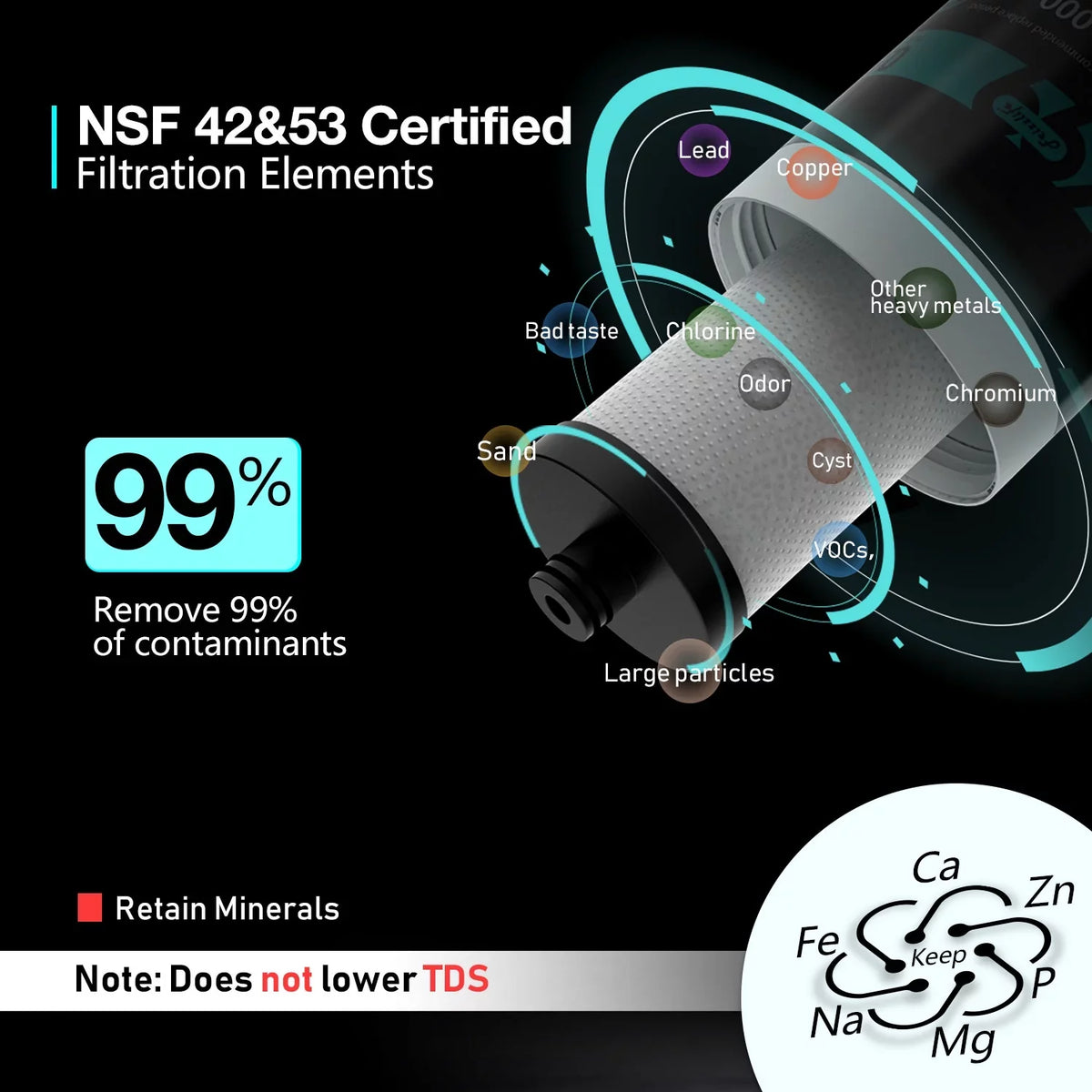 Frizzlife FK99 Under Sink aqua Filter System, 0.5 Micron, Remove 99.99% Lead, Chlorine, Bad Taste&Odor,High Capacity