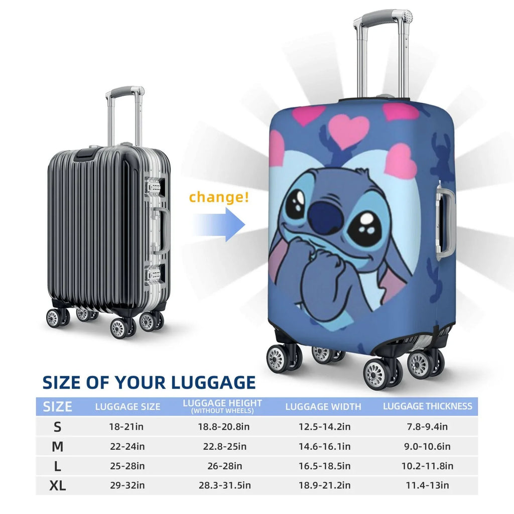 Stitch Heart Protective Suitcase protector Elastic Travel Luggage wrap Organizers Fits Large