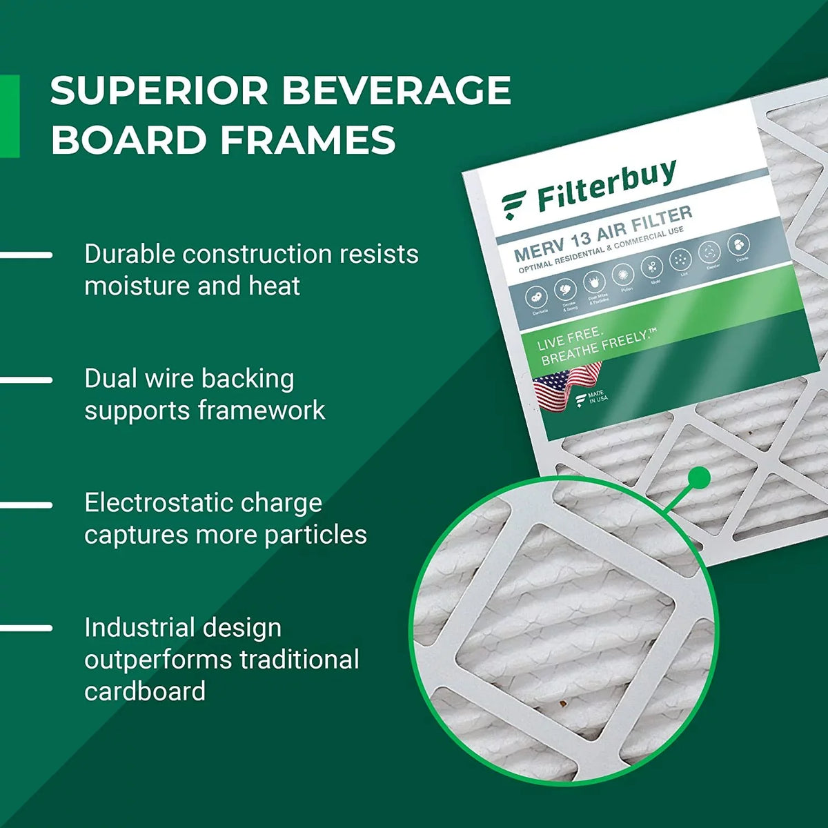 Filterbuy 12x18x4 MERV 13 Pleated HVAC AC Furnace Air Filters (6-Pack)
