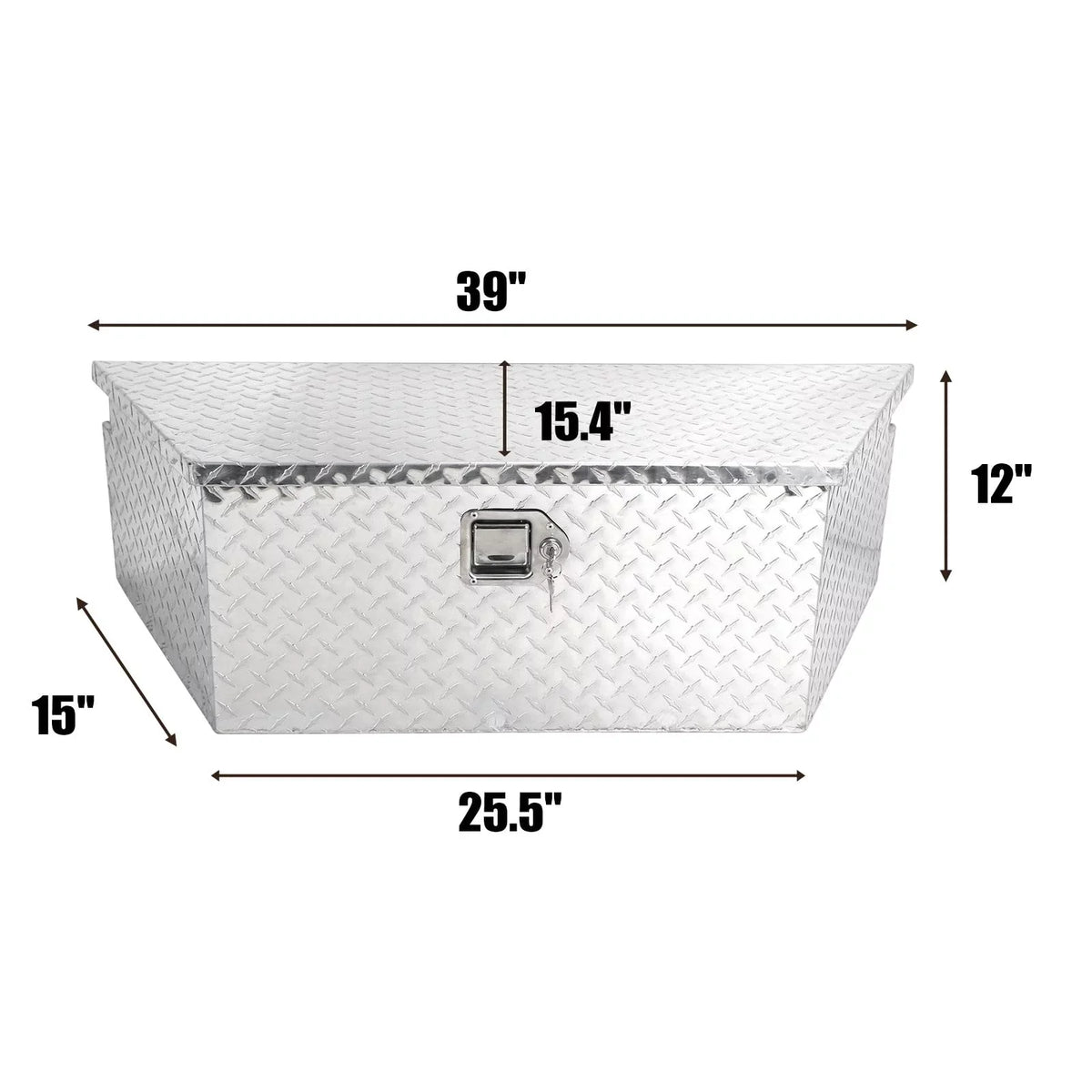 Confote Heavy Duty Aluminum Diamond Plate Trailer Tongue Box with Lock and Keys  for Secure Tool Storage on Your Trailer, Silver,39 x 16.5 x 12 Inches