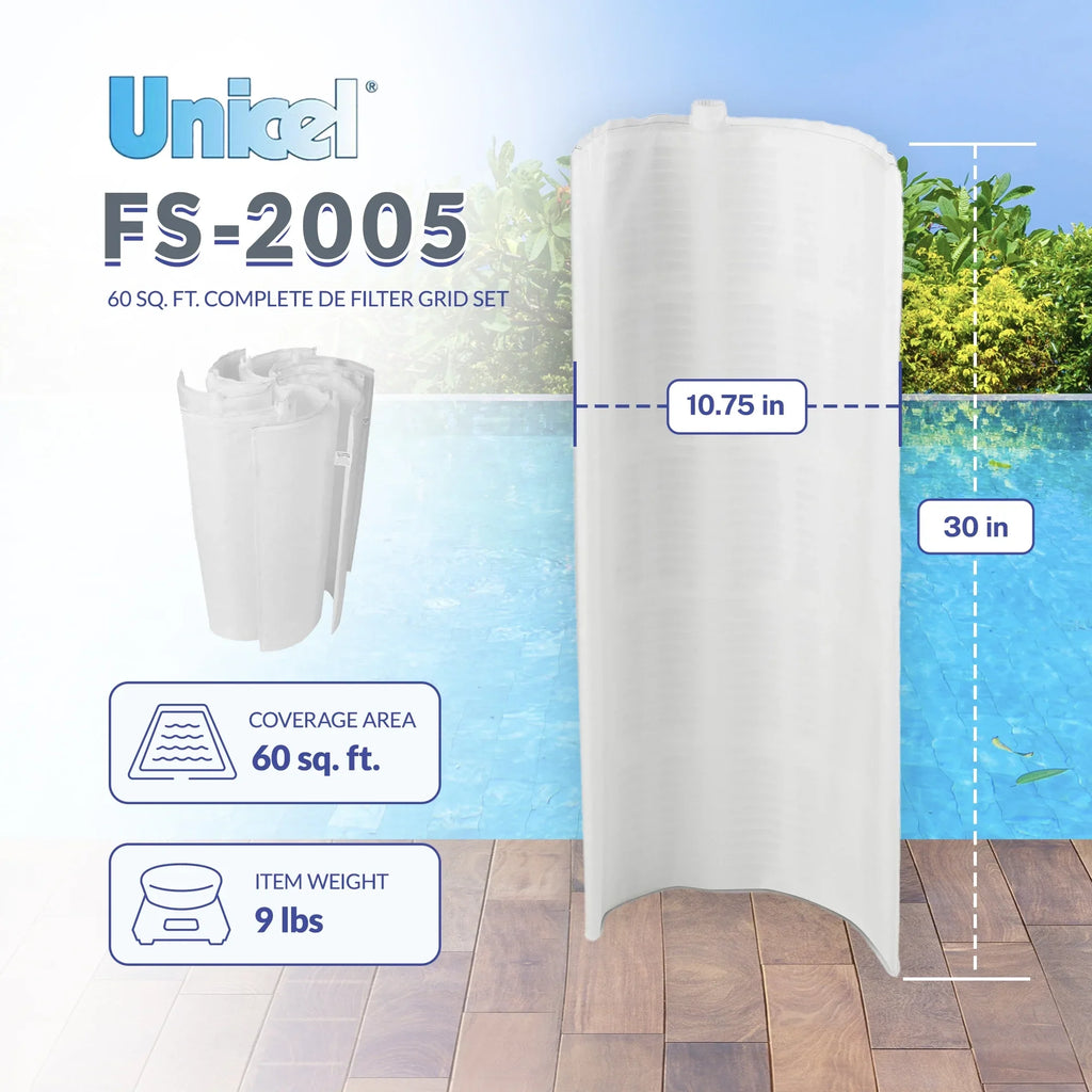 complete DE Filter Grid Set (7 Full 1 Partial). Ft. Unicel DE FS-2005 60 Sq
