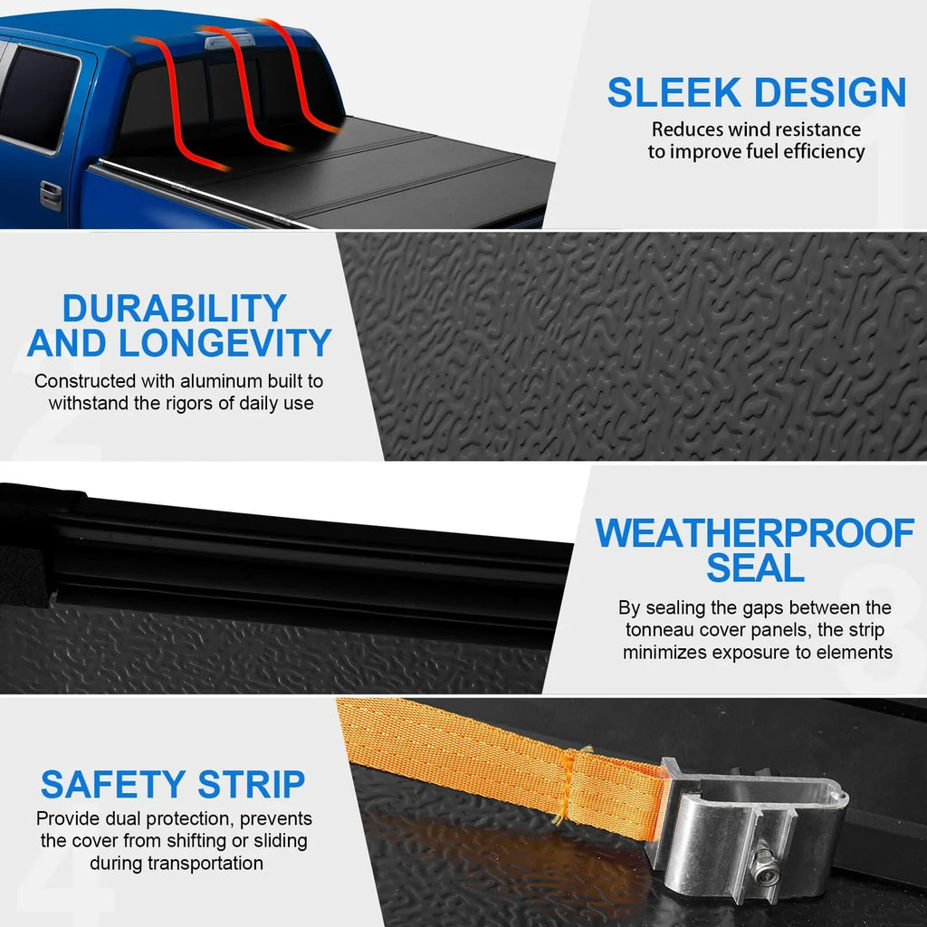 6.4Ft Hard Tri-Fold Truck Bed Tonneau wrap matching with 2002-2023 Dodge Ram 1500, 2003-2023 Dodge Ram 2500HD/3500HD