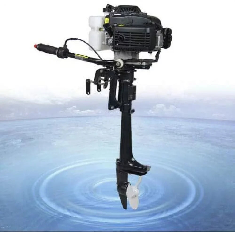 Miumaeov Outboard Trolling Motor 3.6HP 2 Stroke Inflatable Shaft Fishing ship Engine Propeller CDI Control Air Cooling System Heavy Duty Tiller Shaft