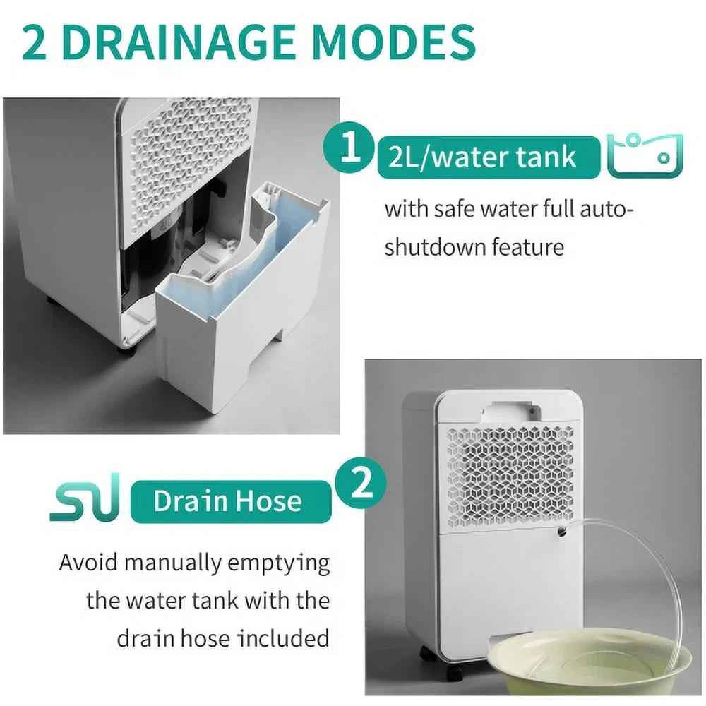 Dehumidifier with 2L moisture Tank, Auto or Manual Drain, 30 Pint Dehumidifier for Medium to Large Rooms and Basements. Ft. Churanty 3,000 Sq
