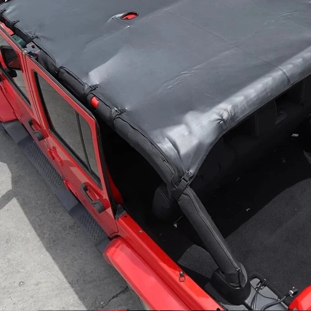 Enhance Your Jeep Wrangler JK JKU 07-18 with Leather Top Sunshade Protection - Ultimate Sun Protection and Easy Installation