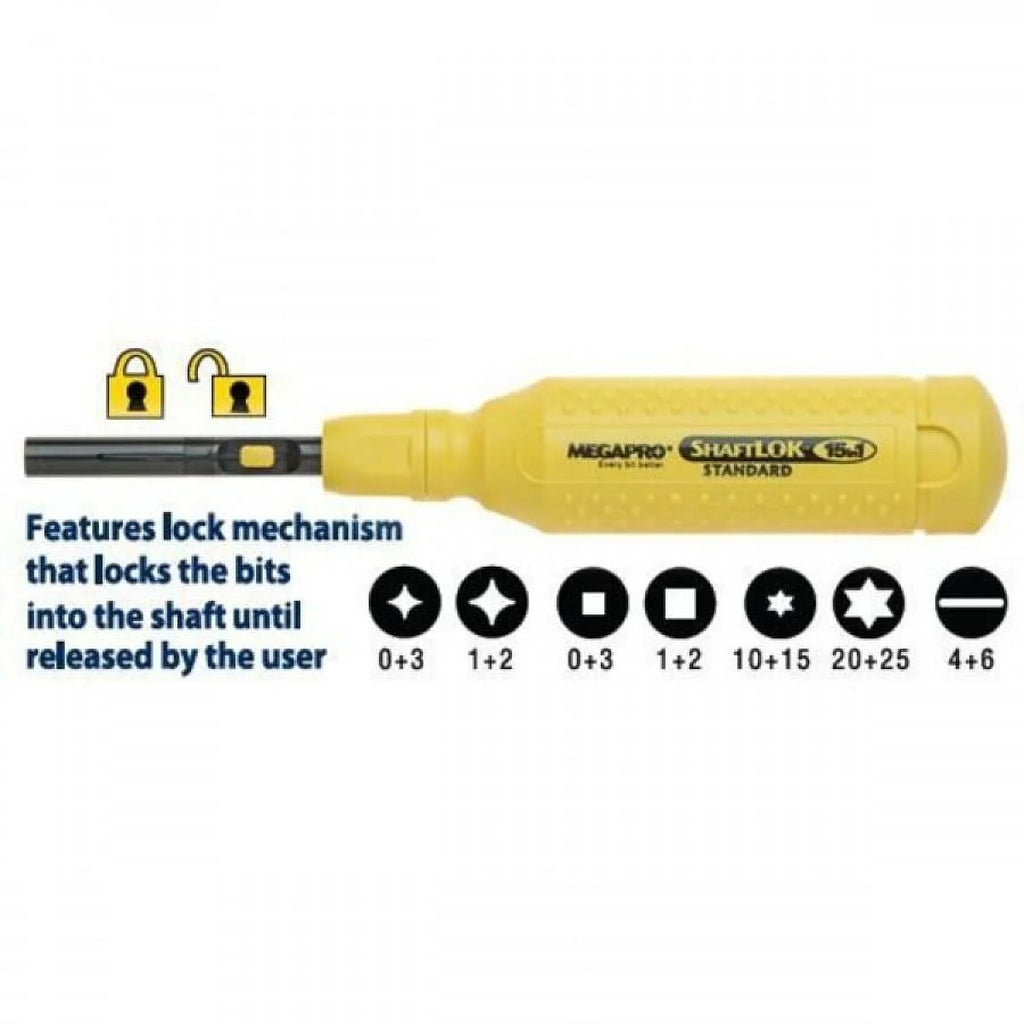 Megapro Multi-Bit Screwdriver, NumBits 6  151SL44-B