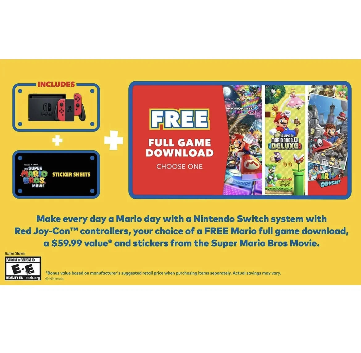 New Nintendo Switch Mario Bundle with Red Joy-Con - Bundle with Luigi's Mansion 3  & Choose One of Three Download Mario Games - 64GB Micro SD - Switch Carrying Case