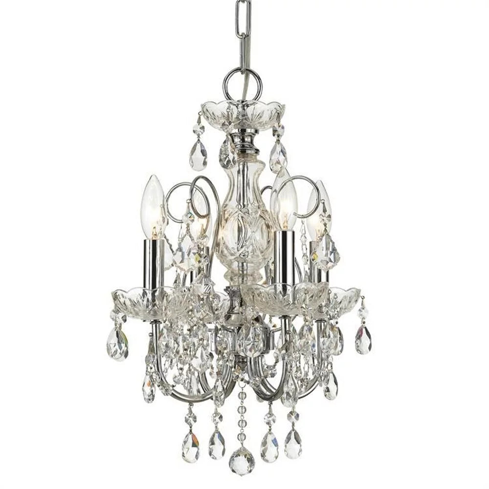 4 Light Mini Chandelier-Swarovski Spectra Crystal Type-Polished Chrome Finish   -Traditional Installation Crystorama Lighting 3224-Ch-Cl-Saq